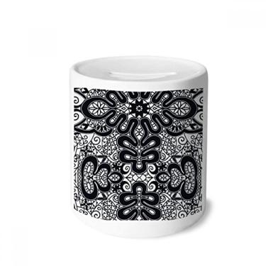 Imagem de DIYthinker Caixa de moedas de cerâmica estilo rococó preta e branca europeia presente de cofrinho