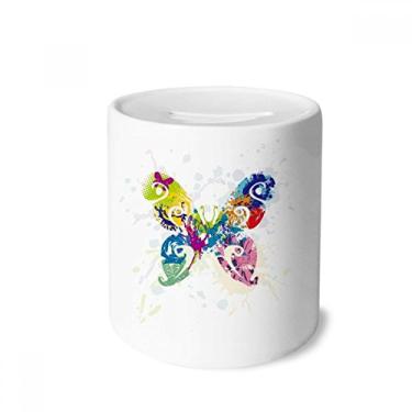 Imagem de DIYthinker Borboleta com padrões florais caixa para dinheiro caixa de cerâmica porta-moedas presente de cofrinho
