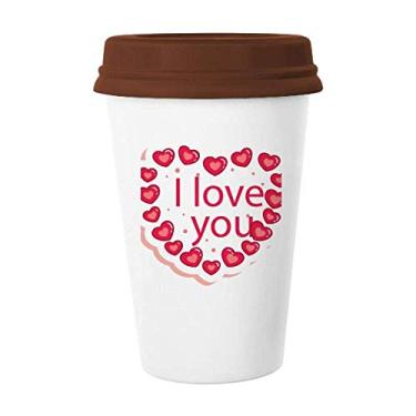 Imagem de Caneca de cerâmica para o Dia dos Namorados Coração Rosa I Love You Caneca de café Copo de cerâmica