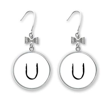 Imagem de Brinco de alfabeto grego Upsilon silhueta preta brinco com gancho perfurado