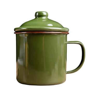 Imagem de PAYNAN Caneca de chá chinesa clássica esmaltada xícara de leite, tigela de macarrão instantâneo café da manhã xícara de aveia