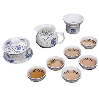 Imagem de Conjunto de chá chinês Yixing Zisha Kungfu Gaiwan (composto de 3 peças Gaiwan, bandeja de chá e 4 xícaras de chá)