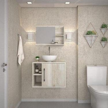 Imagem de Conjunto para Banheiro Gabinete com Cuba Redonda R30 e Espelheira Laura 600 Yescasa Snow