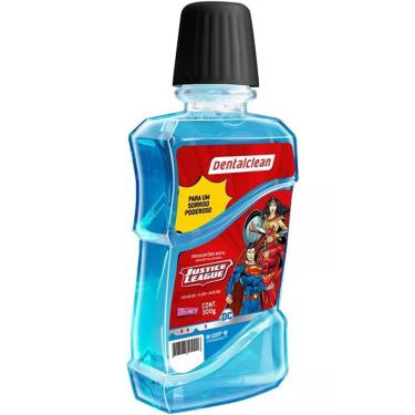 Imagem de Enxaguante Bucal Infantil Antisseptico Zero Alcool Tutti Frutti Justice League Dentalclean 300ML