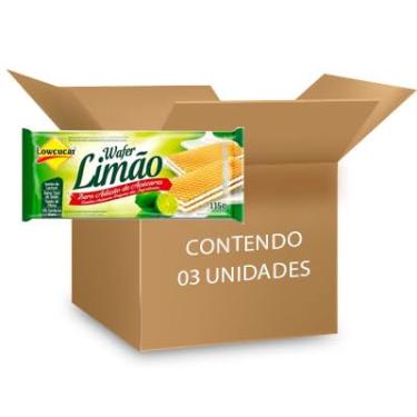 Imagem de Biscoito Wafer Limão Zero Lactose, Zero Açúcar Lowçucar contendo 3 pacotes de 115g cada