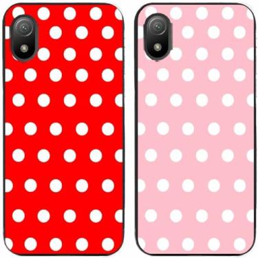Imagem de 2 peças de capa de telefone traseira de silicone em gel TPU com bolinhas vermelhas e rosa para Sony Xperia All Series (Sony Xperia Ace III)