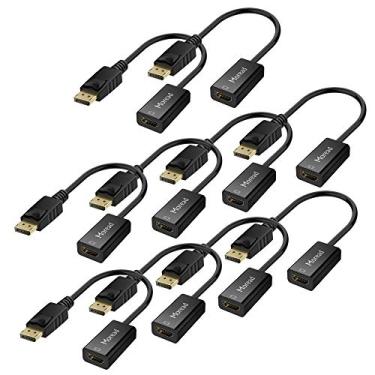 Imagem de Moread Adaptador DisplayPort 4K (DP) para HDMI, pacote com 10, porta de exibição unidirecional banhada a ouro computador para conversor de tela HDMI (macho para fêmea) compatível com HP, Dell, Lenovo