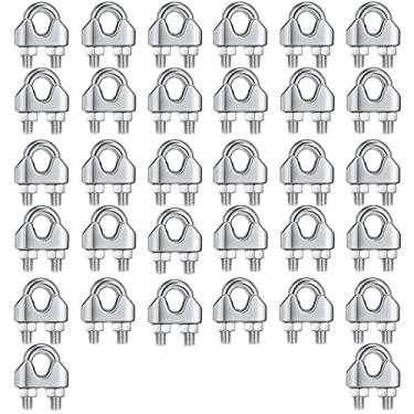 Imagem de Grampo de cabo de corda de arame, Ekunbuy 304 aço inoxidável M2 M3 conector flexível parafuso U selim prendedor de varal 5/64 1/8 polegada