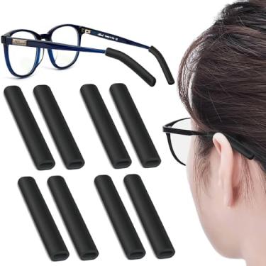 Imagem de 4 pares de almofadas de orelha de silicone para óculos, protetores de ouvido antiderrapantes, protetores de ouvido antiderrapantes, almofadas de ouvido para dor, pontas de mangas de têmporas para