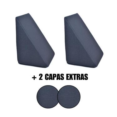 Imagem de Kit 2 Almofada Triangular Encosto Espuma Antirefluxo Apoio Costas Anatômico Leitura + Capa Extra-Unissex
