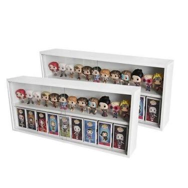 Imagem de Expositor Funko Pop Mdf, branco, 2 vãos, portas em vidro, Dom Móveis -
