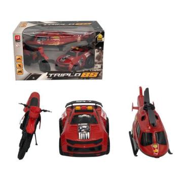 Imagem de Triplo BS Kit de Brinquedos de Polícia com Carro, Moto e Helicóptero -