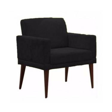 Imagem de Poltrona Decorativa Emília Pés Palito Suede - DS Móveis, Preto