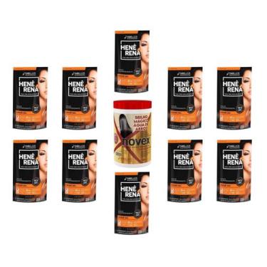 Imagem de Hene Em Gel Rena Preto Natural 10x180gr Pouch+Brilho Magico Agua Arroz