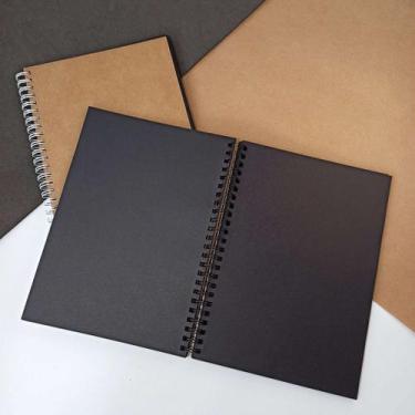 Imagem de Kit C/2 Cadernos Espiral Pequeno 1/4 C/ 80 Folhas Pretas - Art & Art