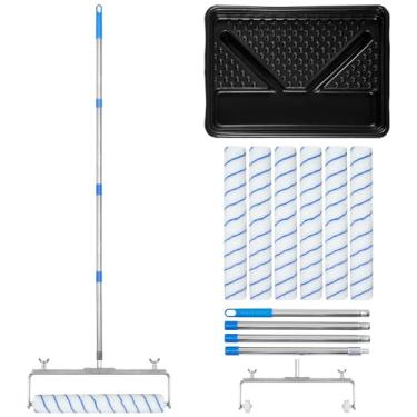 Imagem de Gtouse Kit de rolo de pintura grande de 12 peças, moldura de rolo ajustável de 30,5 a 45,7 cm e conjunto de rolos de pintura de poste de aço extensível espesso, 45,72 cm, bandeja de rolo de pintura de