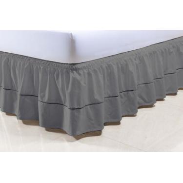 Imagem de Saia Box Colchão Viúva 128X188X30cm 100% Algodão 2 Elásticos Cinza - M