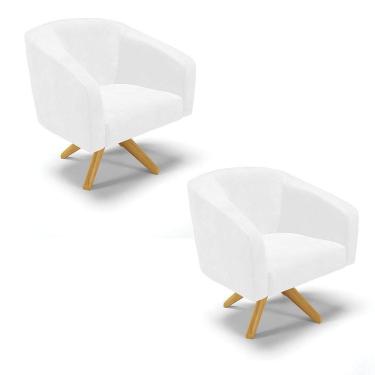 Imagem de Cadeira Sala De Jantar Giratória Ma30 Kit 2 Stella Sintético Pu D03 - D`rossi Cor Branco