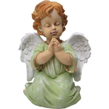 Imagem de Anjo Alado Menino Rezando Grande 28046 - Mana Om By Ello, verde