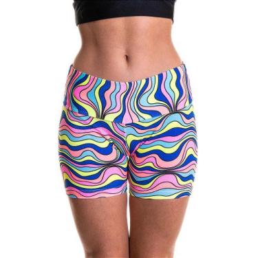 Imagem de Bermuda Suplex Básico Estampada Ondas Feminino Academia - Adora! Modas