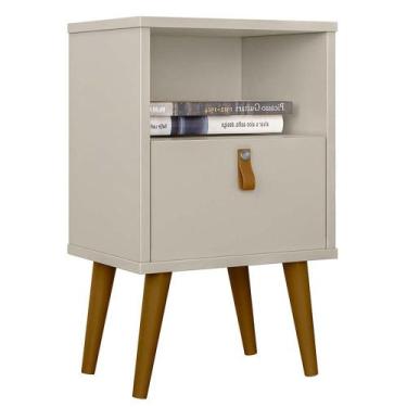 Imagem de Mesa de Cabeceira Pés Palito 1 Gaveta Bozzi L06 Off White - Mpozenato,