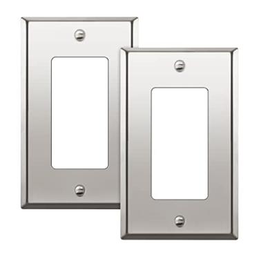 Imagem de ENERLITES Decorator Switch or Outlet Metal Wall Plate, Stainless Steel 201, Corrosion Resistant, Size 1-Gang 4.50" x 2.76", 7731-PC-2PCS, Polished Chrome, Silver, 2 Pack
