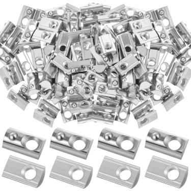 Imagem de Yaocom 100 peças M8 rolo meio redondo em mola T porcas prata M8 rosca T mola aço carbono padrão europeu 40 série T porca para perfil de extrusão de alumínio