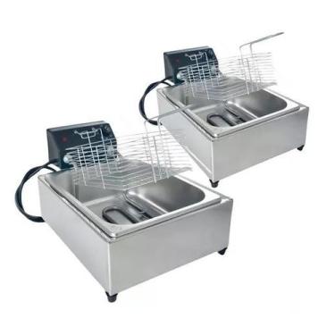 Imagem de Combo 2 Fritadeira Elétrica Profissional Inox Cuba 5l Óleo - Central d