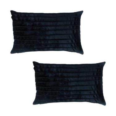 Imagem de Kit 2 Capas para Almofada Drapeada Line em Veludo Retangular 50x30 com