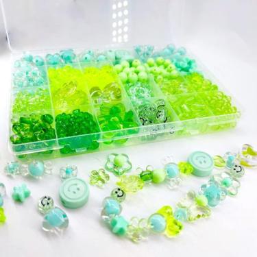 Imagem de Miçangas de acrílico JJZxWish Green Sorted 450 unidades para fabricaçã