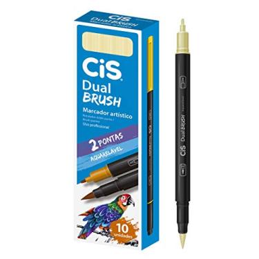 Imagem de Marcador Artístico Aquarelável Dual Brush, CIS, Bege, Caixa com 10 unidades