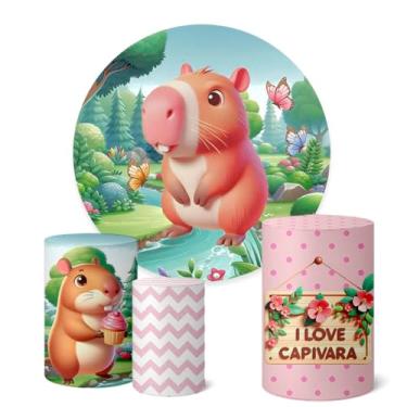 Imagem de Trio Capas Cilindro + Painel Redondo 1,50m Capivara (K1CAA0018)