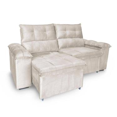 Imagem de Sofá Retrátil E Reclinável 3 Lugares Verona 2,00m - élpis Móveis Veludo Bege