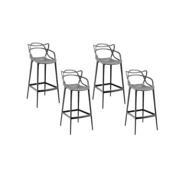 Imagem de Conjunto Com 4 Banqueta Allegra 100% Polipropileno Preta