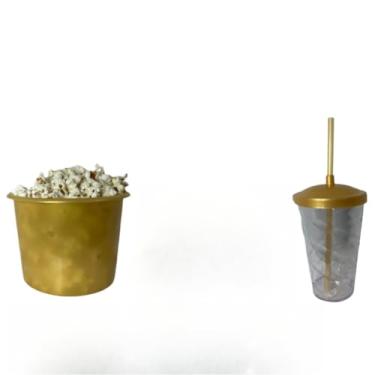 Imagem de Kit Cinema 50 balde 1,5L Pipoca + 50 copos Twister Colorido 400ml (DOURADO)