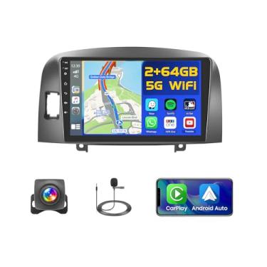 Imagem de Fuluku Para Hyundai Sonata 2004-2008 Android Car Stereo Tela sensível ao toque de 9 polegadas com Carplay sem fio Android Auto, kit de painel de rádio, navegação GPS, Wi-Fi, Bluetooth, SWC, espelho,
