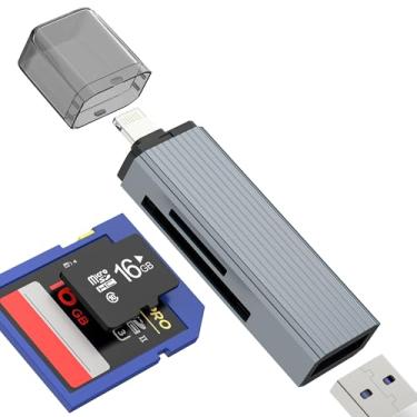 Imagem de Adaptador Lightning para USB (3 em 1) OTG 3.0 cabo TF leitor de cartão SD para iPhone14 13 Pro Max para câmera digital certificada MFI da Apple, cartão de memória micro SD, transferência de