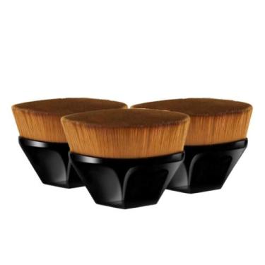 Imagem de Kit 3 Pincel de Maquiagem Hexazonal Pequeno Para Base Preto - RTS MART