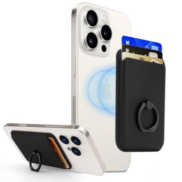 Imagem de Porta Cartões Carteira Magsafe com Anel para iPhone Seguro e Prático Proteção Antifurto, Preto