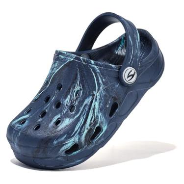 Imagem de HOBIBEAR Tamancos clássicos para meninos e meninas, sapatos de jardim, sandálias fofas de verão (bebês/criança pequena), Azul escuro, 21