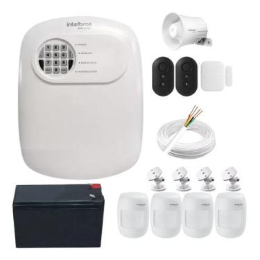 Imagem de Kit Alarme Híbrido Intelbras 4 Infra Com Fio, 1 Magnético Sem Fio, 100