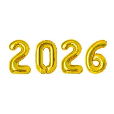 Imagem de Kit Balão Numero Gigante 32 Pol Metalizado Ano Novo (Dourado)