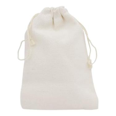 Imagem de Saco de Linho com Cordão – Embalagem Algodão Natural Luxo para Mimos, Lembrancinhas, Artesanatos, Sabonetes, Velas e Presentes (Creme, 9x15cm - 12 uni)