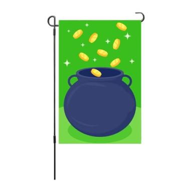 Imagem de Bandeira do jardim do dia de St Patricks Dupa Doubres à prova de intempéries da bandeira decorativa irlandesa para o gramado ao ar livre Festa de poliéster 100d 45 x 30cm (S19)