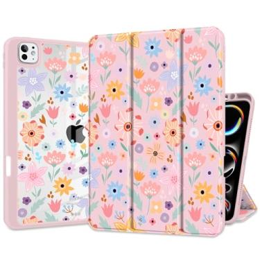 Imagem de Batianda Capa para iPad Pro de 13 polegadas 2024, chip M4, modelo A2925/A2926 [suporte de lápis embutido], capa à prova de choque com parte traseira transparente transparente de TPU macio, hibernar