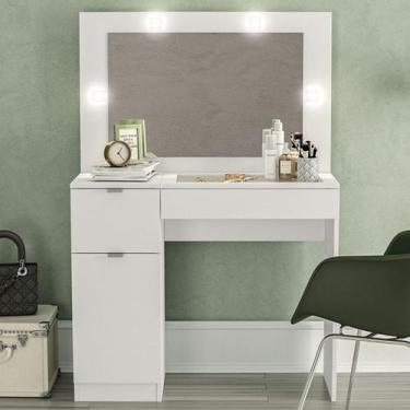 Imagem de Penteadeira Bahia 1 Porta 1 Gaveta Branco - Politorno, Branco