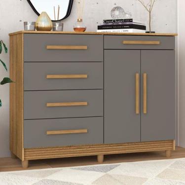 Imagem de Cômoda Jasper 2 Portas 5 Gavetas Nature/Alasca - Panorama Móveis - Pnr