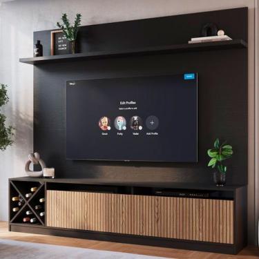 Imagem de Estante para TV Até 50 Polegadas Roma 2 Portas Preto/Brise - Quiditá M