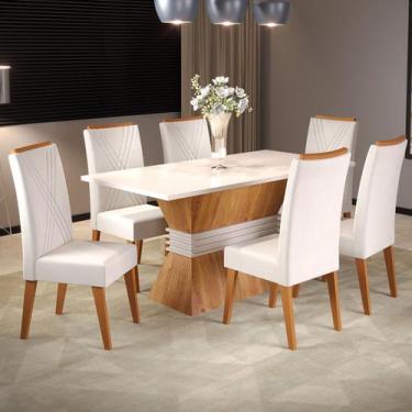 Imagem de Mesa de Jantar 6 Lugares Celta Mel/Blonde/Marfim - Viero Móveis, Moder