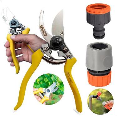 Imagem de KIT Tesoura de Poda Profissional Em Aço Mola Engate Rapido Mangueira -